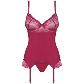 Комплект Obsessive Rosalyne corset (Бордо-тілесний, S/M) - 2