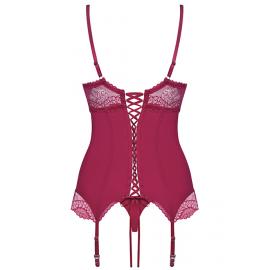 Комплект Obsessive Rosalyne corset (Бордо-тілесний, S/M) - 7