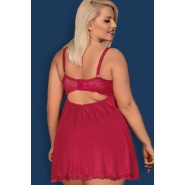 Комплект Obsessive Rosalyne babydoll (Бордо-тілесний, S/M) - 5