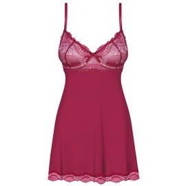 Комплект Obsessive Rosalyne babydoll (Бордо-тілесний, S/M) - 3