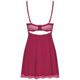 Комплект Obsessive Rosalyne babydoll (Бордо-тілесний, S/M) - 2
