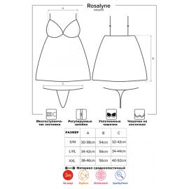 Комплект Obsessive Rosalyne babydoll (Бордо-тілесний, S/M) - 4