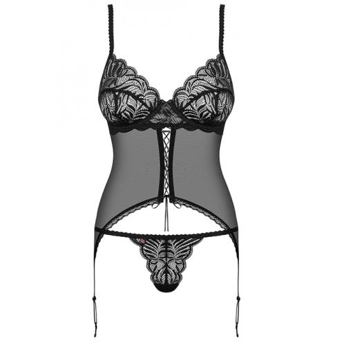 Комплект Obsessive Contica corset (Чорний, L/XL)