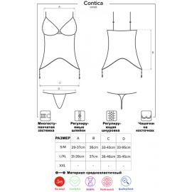Комплект Obsessive Contica corset (Чорний, L/XL) - 3