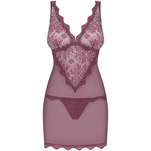 Комплект Obsessive Emperita chemise (Тауп, S/M)