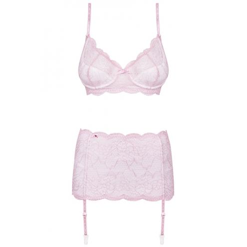 Комплект Obsessive Girlly set (Біло-рожевий, L/XL)
