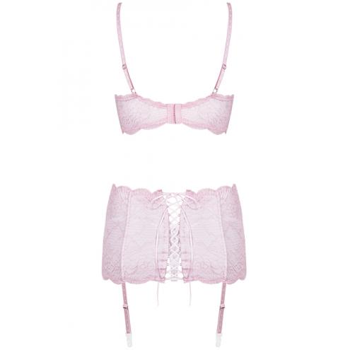 Комплект Obsessive Girlly set (Біло-рожевий, L/XL)