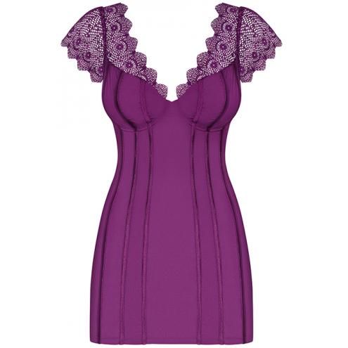 Комплект Obsessive Moketta chemise (Фіолетовий, L/XL)