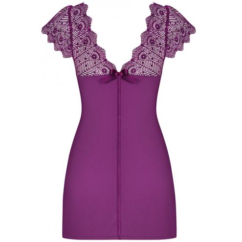 Комплект Obsessive Moketta chemise (Фіолетовий, L/XL)