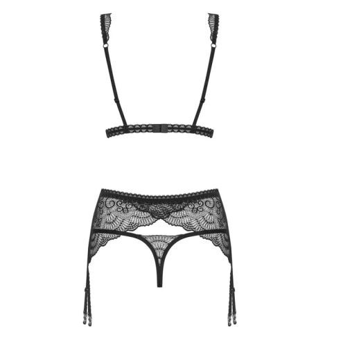 Комплект Obsessive Firella garter belt set (Чорний, L/XL)