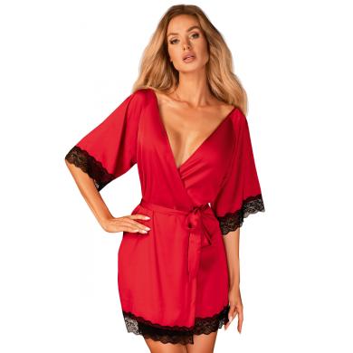 Пеньюар Obsessive Sensuelia robe (Червоно-чорний, L/XL)