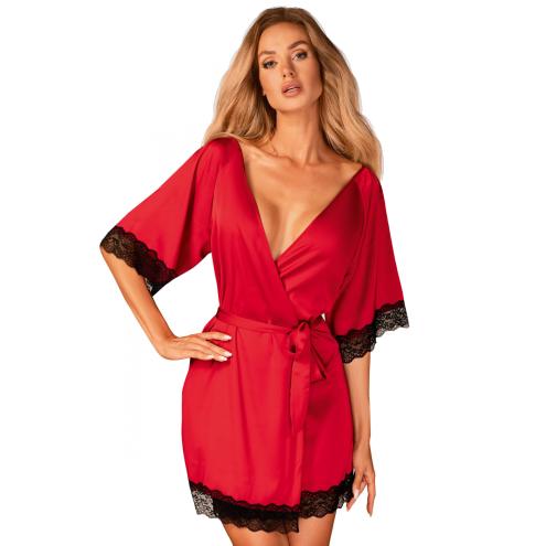 Пеньюар Obsessive Sensuelia robe (Красно-черный, L/XL)