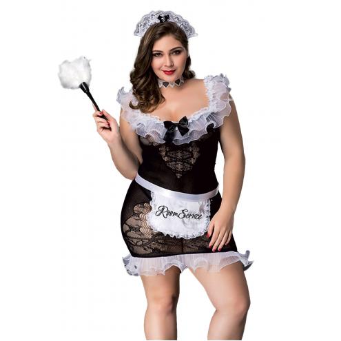 Еротичний комплект покоївки BLACK SOUBRETTE OUTFIT XL/XXL (Size: XL/XXL)