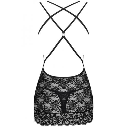 Комплект Obsessive 860-CHE-1 chemise (Чорний, M/L)