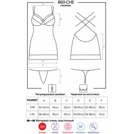 Комплект Obsessive 860-CHE-1 chemise (Чорний, M/L) - 5