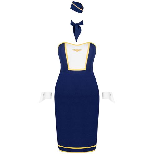 Костюм Obsessive Stewardess uniform (Сине-бело-золотой, M/L)