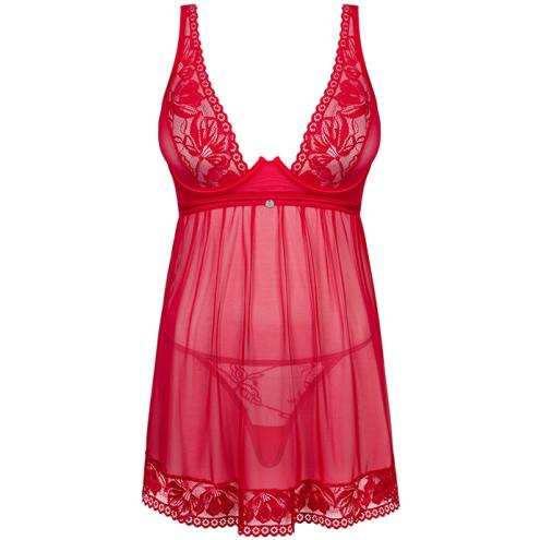 Комплект Obsessive Lacelove babydoll (Красный, XS/S)