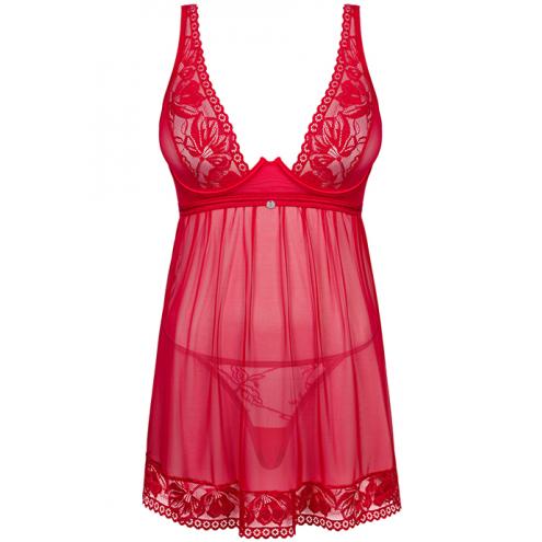 Комплект Obsessive Lacelove babydoll (Червоний, XS/S)