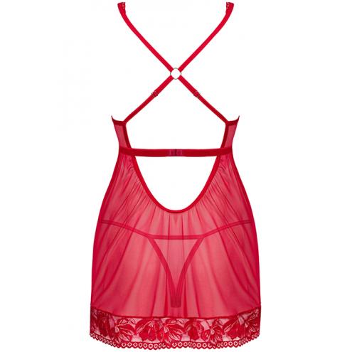 Комплект Obsessive Lacelove babydoll (Червоний, XS/S)