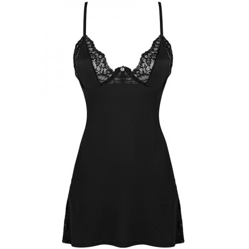 Комплект Obsessive Bellastia chemise (Чорний, XS/S)