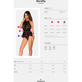 Комплект Obsessive Serafia babydoll (Чорний, XS/S) - 5