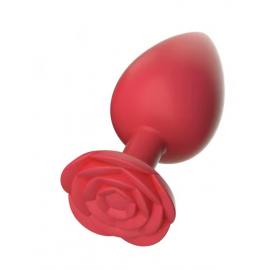 Силіконова анальна пробка з квіткою, червона, L - 1