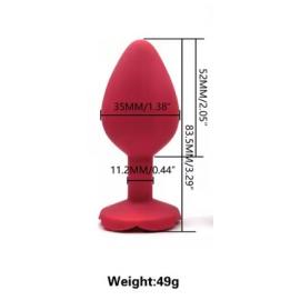 Силіконова анальна пробка з квіткою, чорна, M - 2