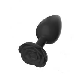 Силіконова анальна пробка з квіткою, чорна, M - 1