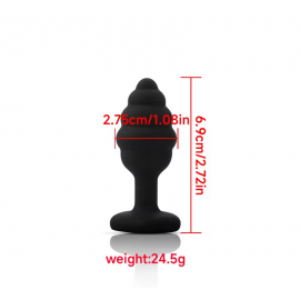 Анальна пробка Силіконова Чорна Закручена зі стразом серцем S - 3