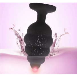 Анальна пробка Силіконова Чорна Закручена зі стразом серцем S - 5