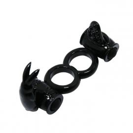 Двойное эрекционное виброкольцо Sweet Ring Double Penis Ring Black - 6