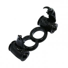 Двойное эрекционное виброкольцо Sweet Ring Double Penis Ring Black - 1