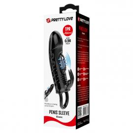 Насадка на пеніс з вібрацією Pretty Love Penis Sleeve Sloane, чорна - 1