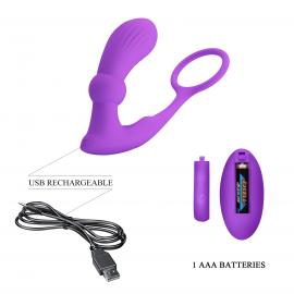 Массажер простаты PRETTY LOVE Warren Purple 12 vibration functions 12 pulse wave settings - 10