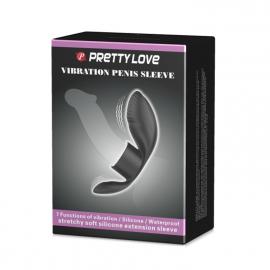 Ерекційне вібро-кільце PRETTY LOVE - Vibration Penis Sleeve 7 FUNCTIONS BLACK - 1
