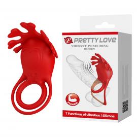 Віброкільце PRETTY LOVE - VIBRATION PENIS RING, Ruben, 7 vibration functions red - 1
