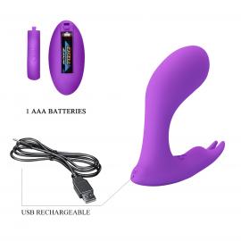 Вібростимулятор PRETTY LOVE Idabelle Purple, 12 vibration functions 12 pulse wave settings Wireless - 8