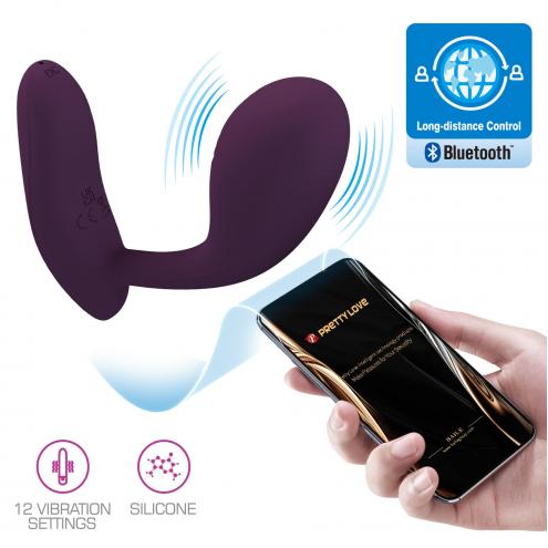 Вибратор PRETTY LOVE Baird Purple, 12 vibration functions Mobile APP Long-distance Control