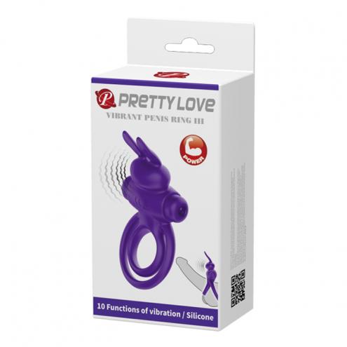Эрекционное кольцо с вибрацией PRETTY LOVE VIBRANT PENIS RING III Purple