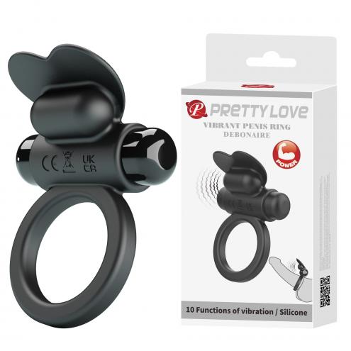 Виброкольцо PRETTY LOVE VIBRANT PENIS RING DEBONAIRE Black, 10 vibration functions