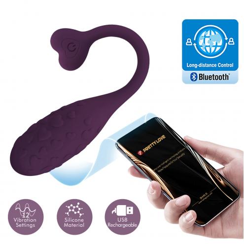 Виброяйцо PRETTY LOVE Fisherman Purple, 12 vibration functions Mobile APP remote control
