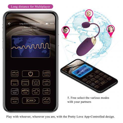 Вібростимулятор PRETTY LOVE - Klay, 10 vibration functions 10 thrusting settings Mobile APP remote c