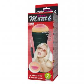 Мастурбатор ротик с вибро PINK BUTT - 11