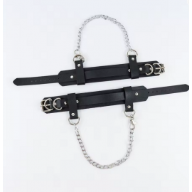 Браслети на ногу чорні шкірзам з ціпкою - 2