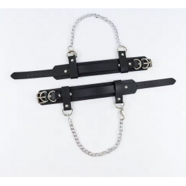 Браслети на ногу чорні шкірзам з ціпкою - 4