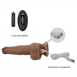 Вібратор на присосці PRETTY LOVE Jonathan 8,3 Light Brown, 3 vibration functions Thrusting Wireles - 8
