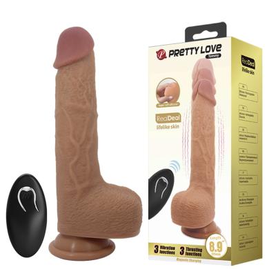 Вибратор на присоске PRETTY LOVE - Tommy 8,9'' Light Brown, 3 vibration functions 3