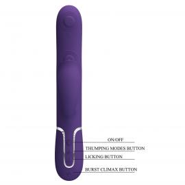 Вібратор PRETTY LOVE Gigi dark purple, 7 thumping functions 7 licking modes - 5