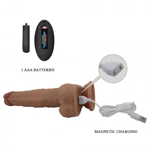 Вібратор на присосці PRETTY LOVE Jonathan 8,3 Light Brown, 3 vibration functions Thrusting Wireles