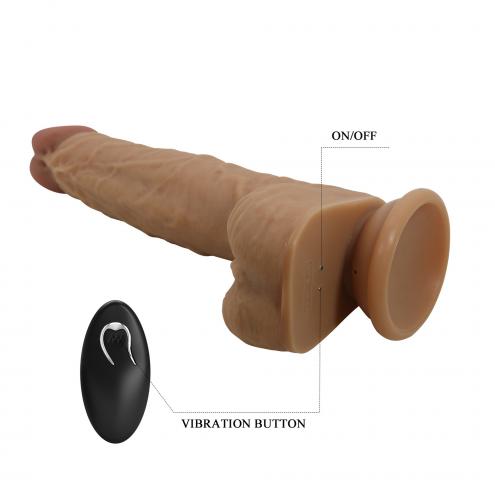 Вібратор на присосці PRETTY LOVE Jonathan 8,3 Light Brown, 3 vibration functions Thrusting Wireles